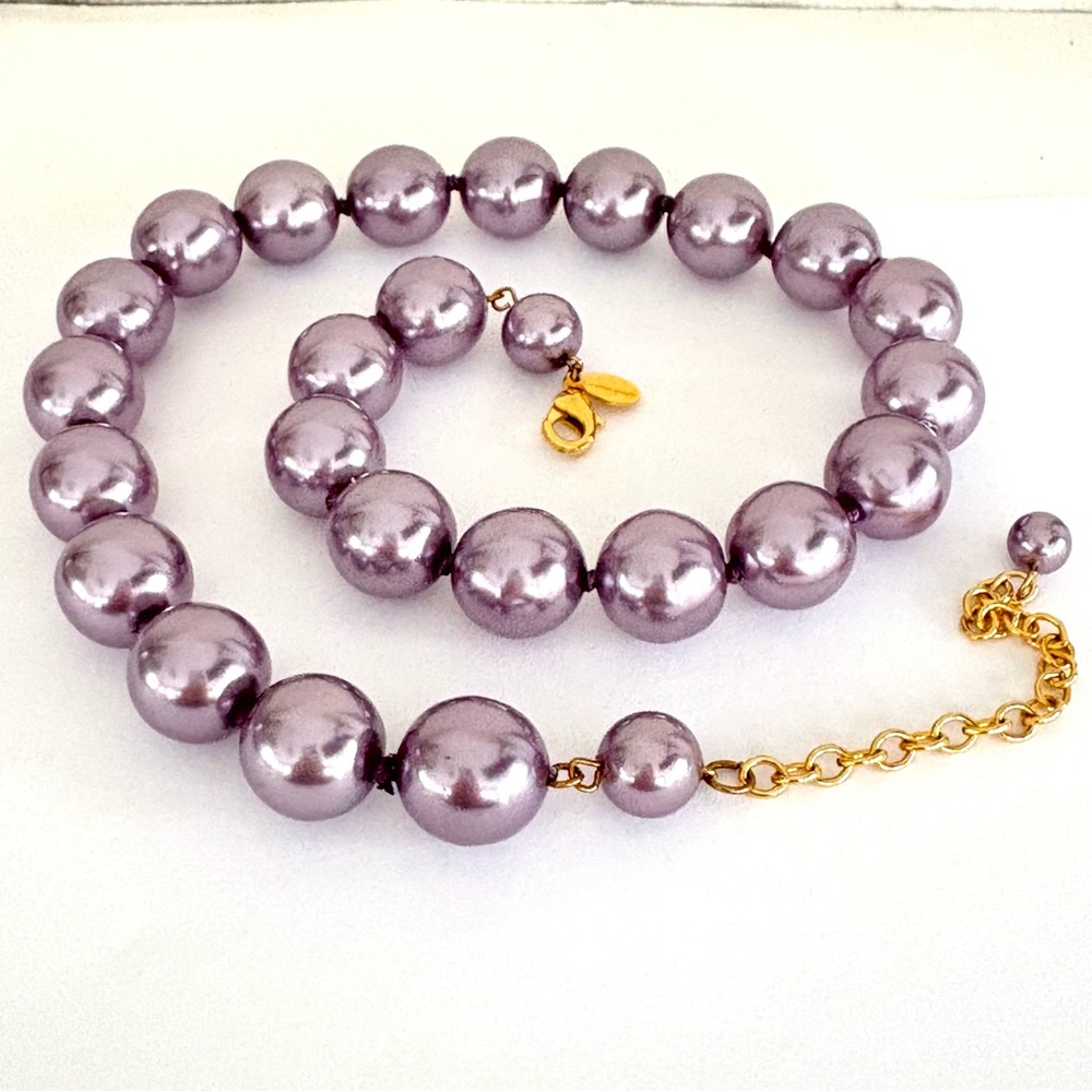 Joan Rivers Purple Pearlised Bead Hand Knotted Necklace